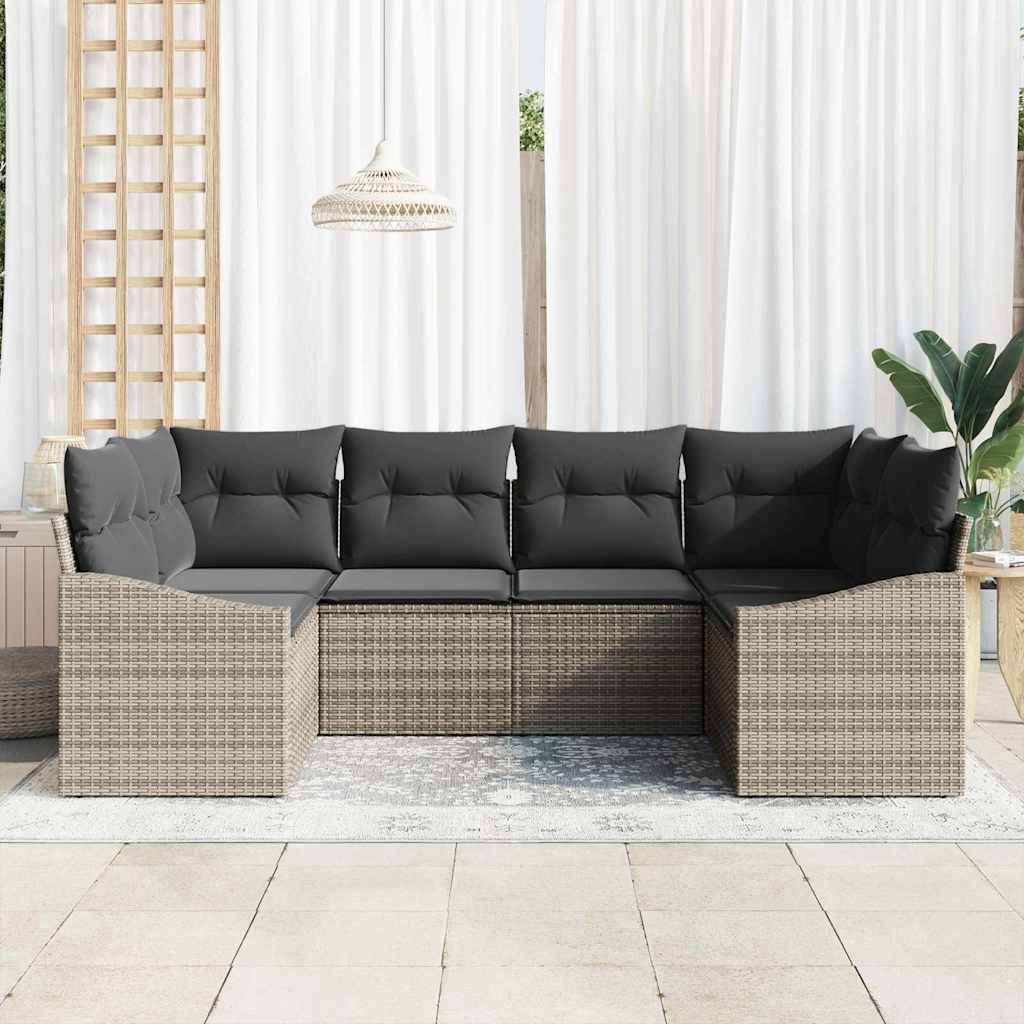 Tuinbankenset 6 st Grijs poly rattan