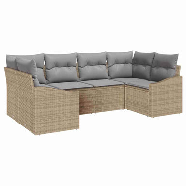 Tuinbankenset 6 st Beige en Licht Grijs poly rattan