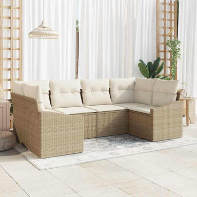 Tuinbankenset 6 st Beige en Crème poly rattan
