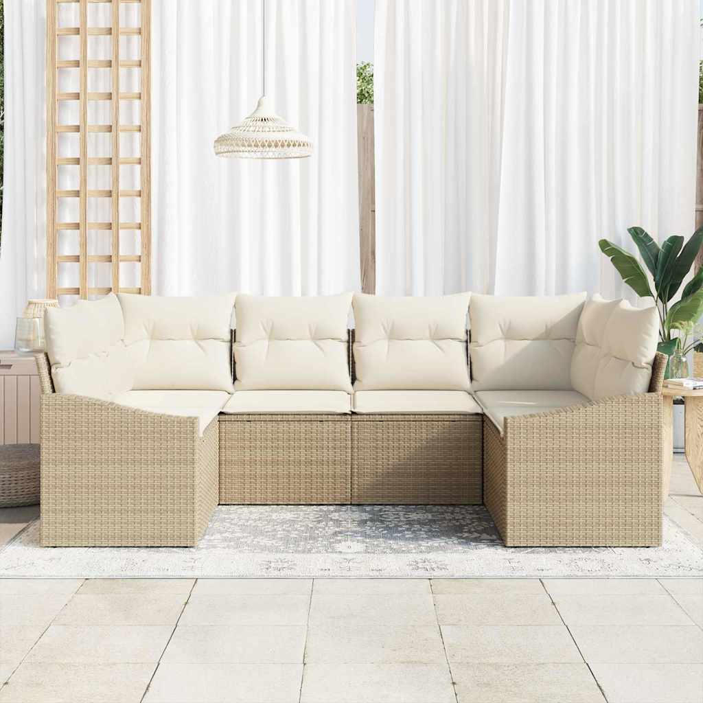 Tuinbankenset 6 st Beige en Crème poly rattan