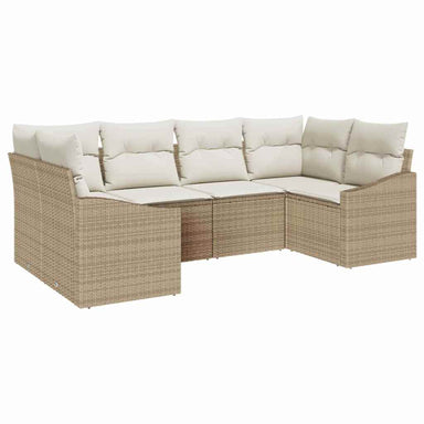 Tuinbankenset 6 st Beige en Crème poly rattan