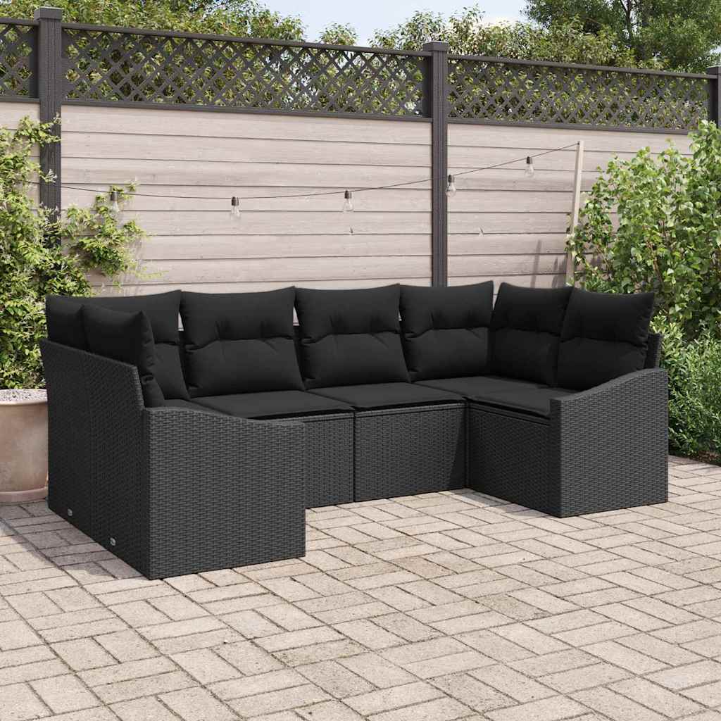 Tuinbankenset 6 st Zwart poly rattan