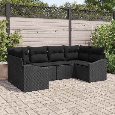Tuinbankenset 6 st Zwart poly rattan