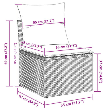 Tuinbankenset 7 st Zwart en Crème poly rattan