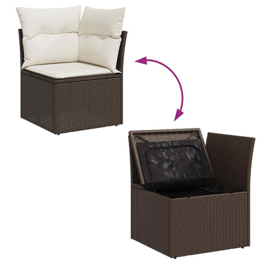 Tuinbankenset 7 st Bruin en Crème poly rattan