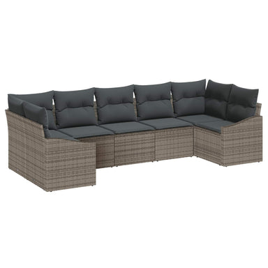 Tuinbankenset 7 st Grijs poly rattan