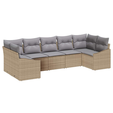 Tuinbankenset 7 st Beige en Licht Grijs poly rattan