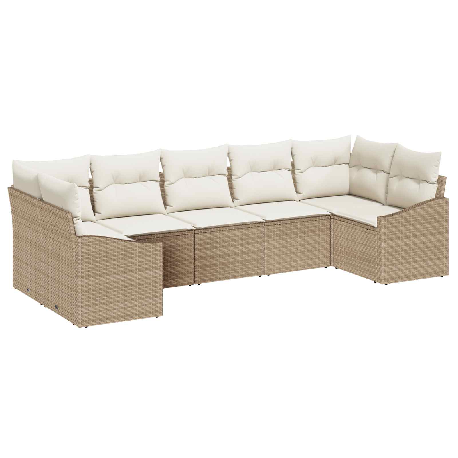 Tuinbankenset 7 st Beige en Crème poly rattan