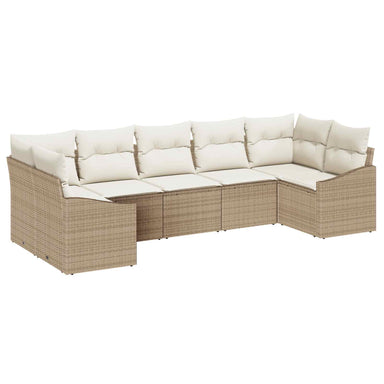 Tuinbankenset 7 st Beige en Crème poly rattan