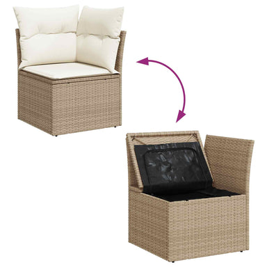 Tuinbankenset 7 st Beige en Crème poly rattan