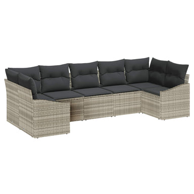 Tuinbankenset 7 st Lichtgrijs poly rattan