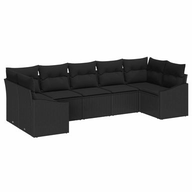 Tuinbankenset 7 st Zwart poly rattan