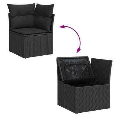 Tuinbankenset 7 st Zwart poly rattan