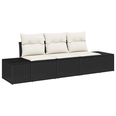 Tuinbankenset 3 st Zwart en Crème poly rattan