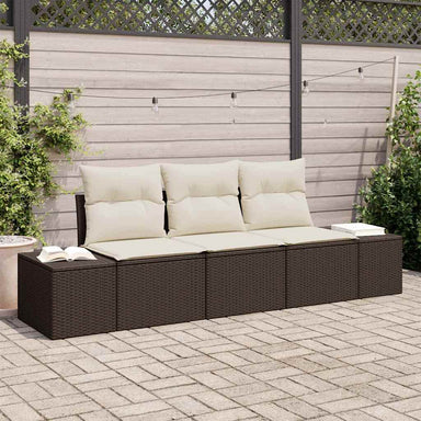 Tuinbankenset 3 st Bruin en Crème poly rattan
