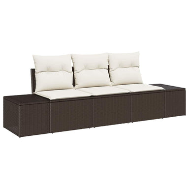 Tuinbankenset 3 st Bruin en Crème poly rattan
