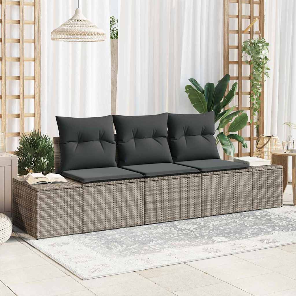 Tuinbankenset 3 st Grijs poly rattan