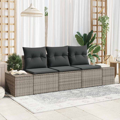 Tuinbankenset 3 st Grijs poly rattan