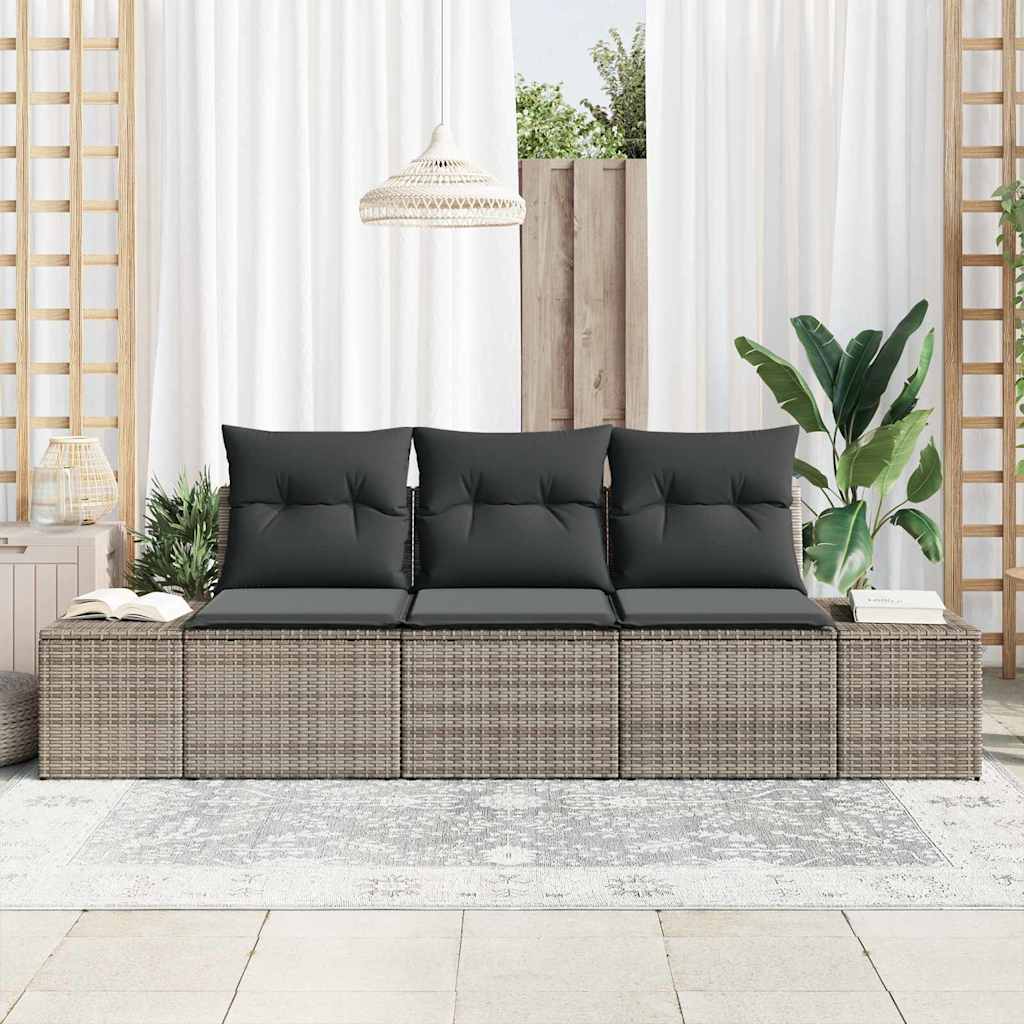 Tuinbankenset 3 st Grijs poly rattan