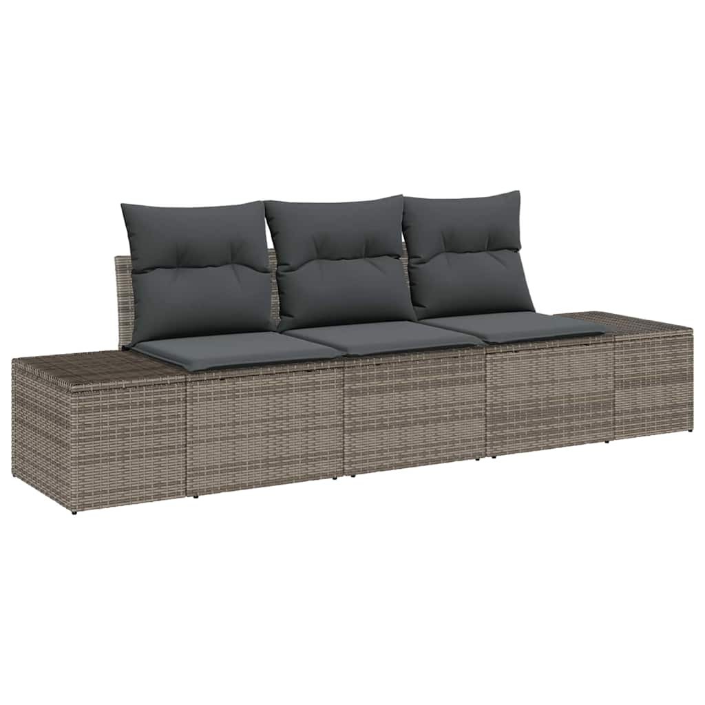 Tuinbankenset 3 st Grijs poly rattan