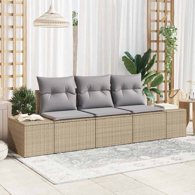 Tuinbankenset 3 st Beige en Licht Grijs poly rattan