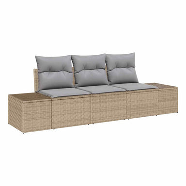 Tuinbankenset 3 st Beige en Licht Grijs poly rattan