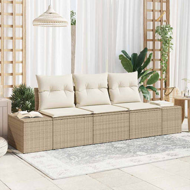 Tuinbankenset 3 st Beige en Crème poly rattan