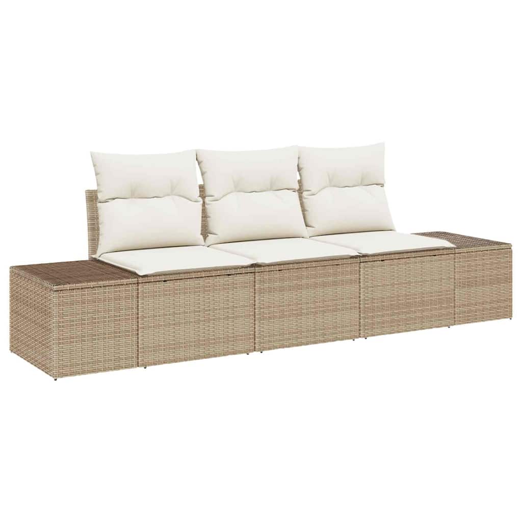 Tuinbankenset 3 st Beige en Crème poly rattan