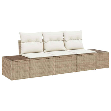 Tuinbankenset 3 st Beige en Crème poly rattan