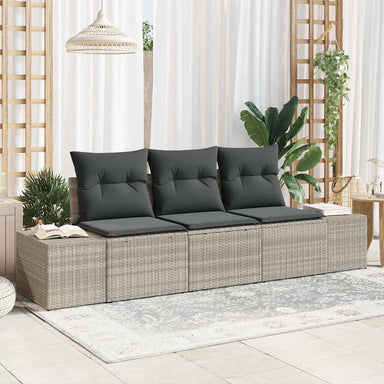 Tuinbankenset 3 st Lichtgrijs poly rattan