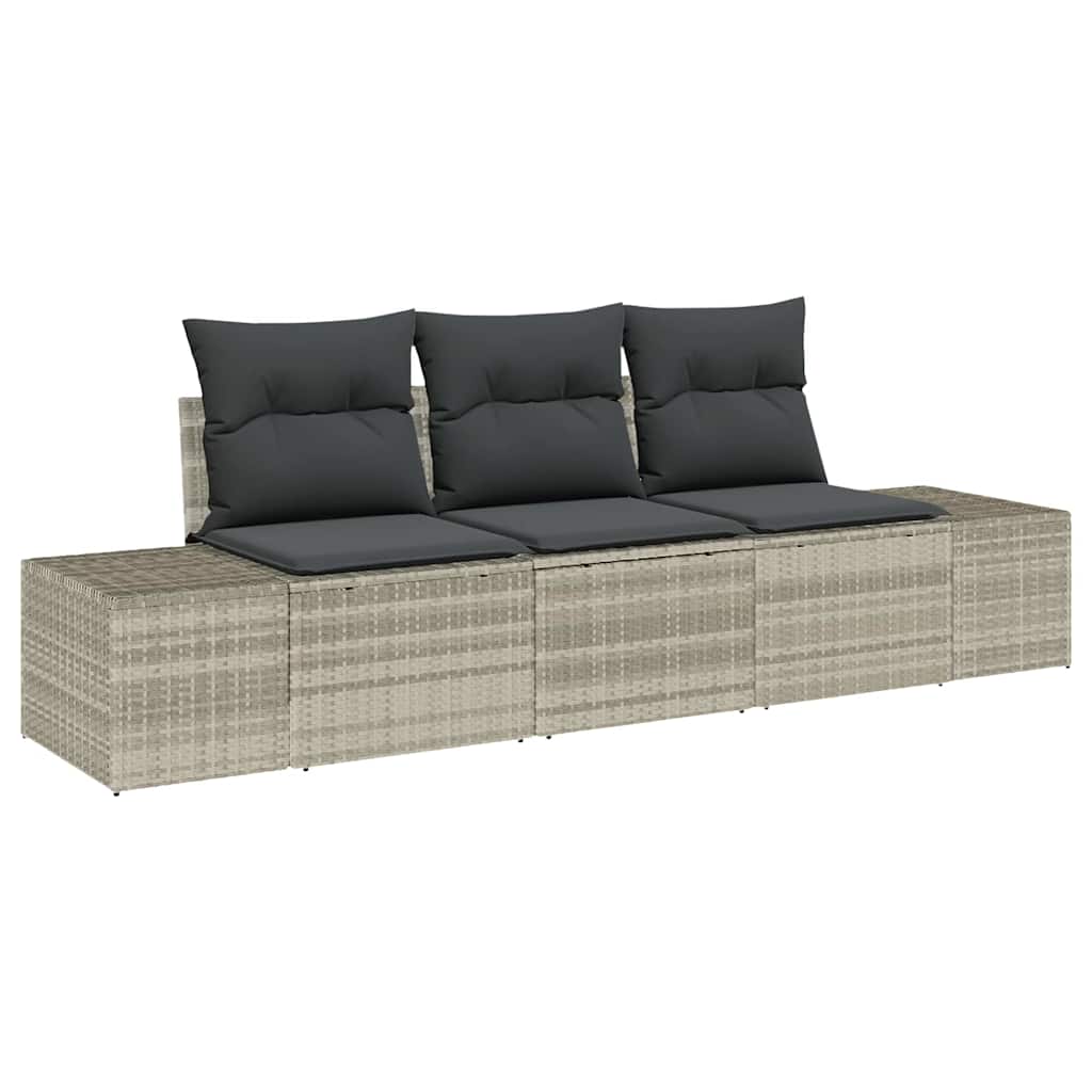 Tuinbankenset 3 st Lichtgrijs poly rattan