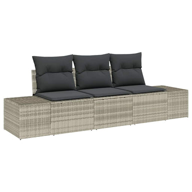 Tuinbankenset 3 st Lichtgrijs poly rattan