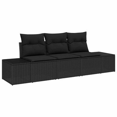 Tuinbankenset 3 st Zwart poly rattan