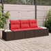 Tuinbankenset 3 st Bruin en Rood poly rattan