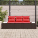 Tuinbankenset 3 st Bruin en Rood poly rattan
