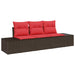 Tuinbankenset 3 st Bruin en Rood poly rattan