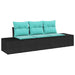 Tuinbankenset 3 st Zwart en Turquoise poly rattan