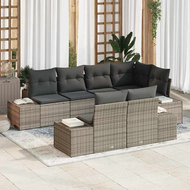 Tuinbankenset 7 st Grijs poly rattan