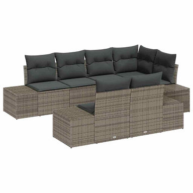 Tuinbankenset 7 st Grijs poly rattan