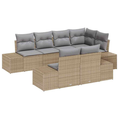 Tuinbankenset 7 st Beige en Licht Grijs poly rattan