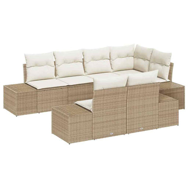 Tuinbankenset 7 st Beige en Crème poly rattan