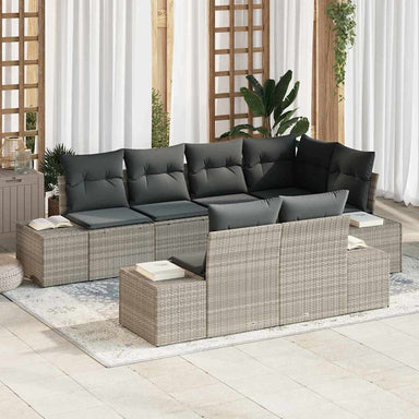 Tuinbankenset 7 st Lichtgrijs poly rattan