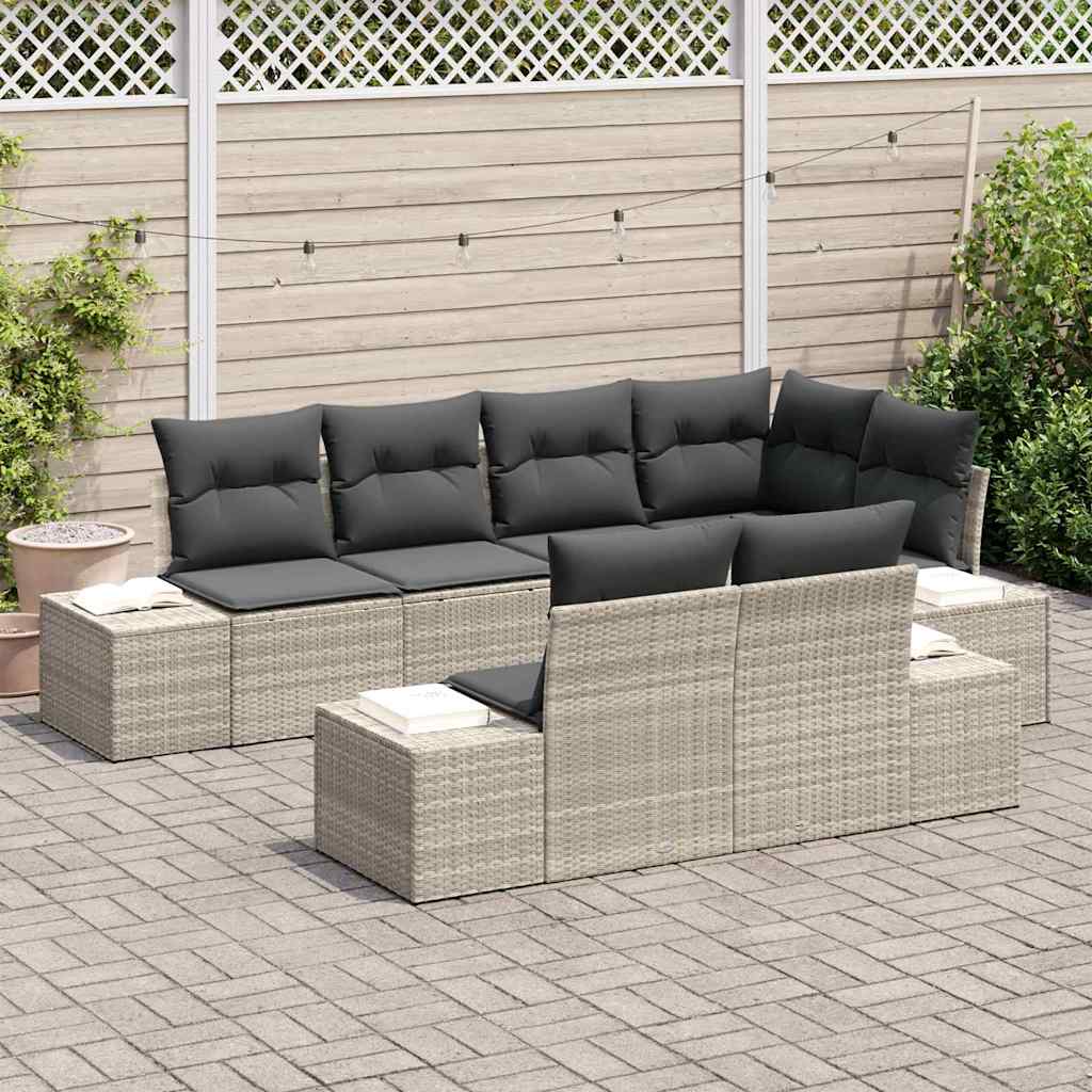 Tuinbankenset 7 st Lichtgrijs poly rattan