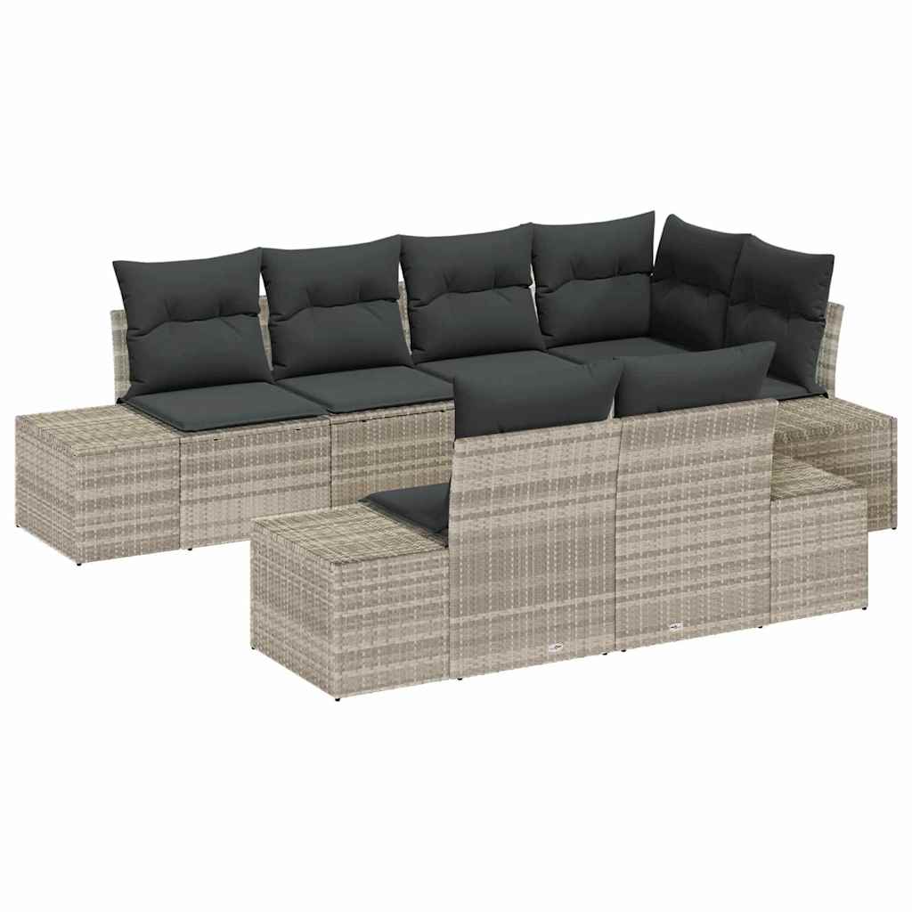 Tuinbankenset 7 st Lichtgrijs poly rattan