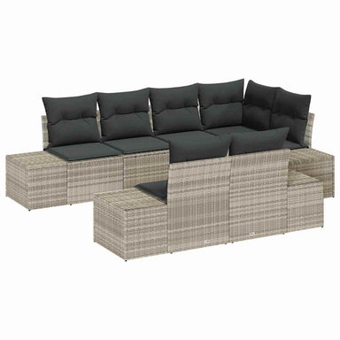 Tuinbankenset 7 st Lichtgrijs poly rattan