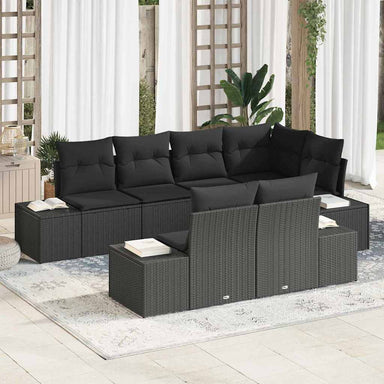 Tuinbankenset 7 st Zwart poly rattan