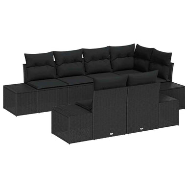 Tuinbankenset 7 st Zwart poly rattan