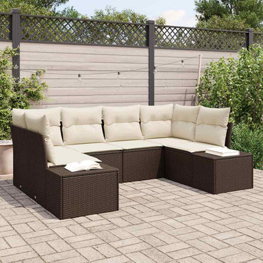 Tuinbankenset 6 st 6-Aantal zitplaatsen Bruin en Crème