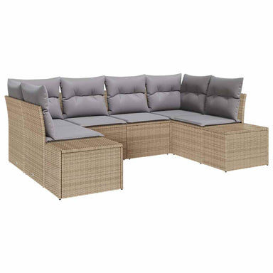 Tuinbankenset 6 st 6-Aantal zitplaatsen Beige en Licht Grijs