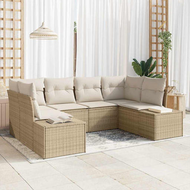 Tuinbankenset 6 st 6-Aantal zitplaatsen Beige en Crème